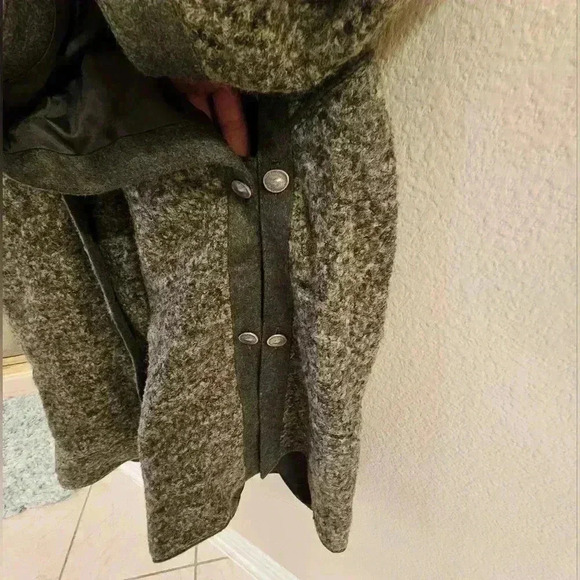 MEICO LANDHAUS LOOK WOOL BLEND COAT GREEN CARDIGAN LAGENLOOK ONE SIZE - Picture 8 of 12